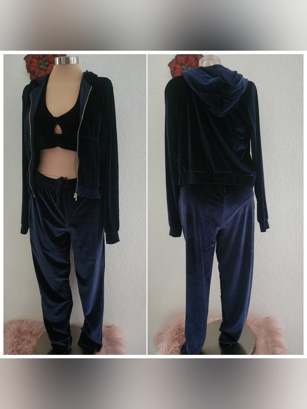 FABLETICS |  Deep Blue Velvet Lounge Set - Three Piece Set